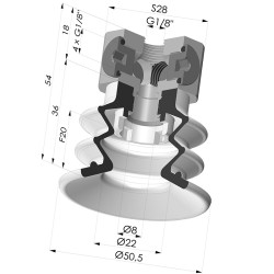 Ventouse 2.5 Soufflets Série 96C Ø 50MM