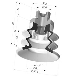 Ventouse 2.5 Soufflets Série 96C Ø 50MM