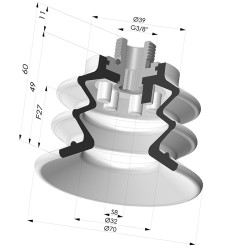 Ventouse 2.5 Soufflets Série 96C Ø 70MM