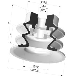 Ventosa 2.5 Fole Série 96 Ø 25MM