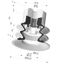 Ventosa 2.5 Fole Série 96 Ø 25MM