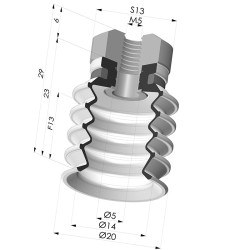 Sauggreifer 4.5 Falten Serie 92 Ø 20MM