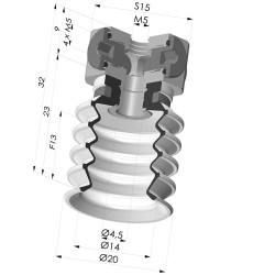 Sauggreifer 4.5 Falten Serie 92 Ø 20MM