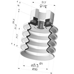 Sauggreifer 4.5 Falten Serie 92 Ø 30MM