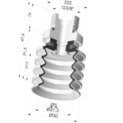 Sauggreifer 4.5 Falten Serie 92 Ø 30MM