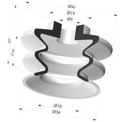 Ventouse 2.5 soufflets Série 370s Ø35MM