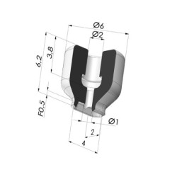 Oblong suction cup series PFG, 4x2 mm