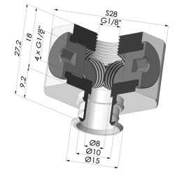 Separable Female Fitting 1/8G - with 5 Outputs