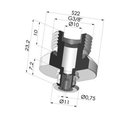 Insert Démontable Mâle 3/8G - avec Gicleur