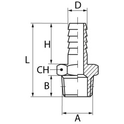 Douilles cannelées mâle conique en laiton nickelé