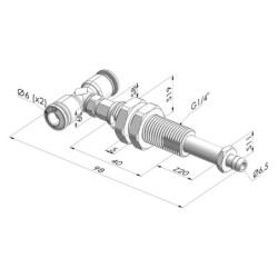 Spring Plunger Series ER M5 - Z 20 mm - Anti rotation with cannula - Vacuum T-fitting