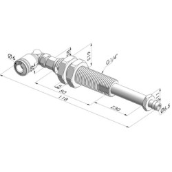 Spring Plunger Series ER M5 - Z 30 mm - Anti rotation with cannula - Elbow vacuum fitting
