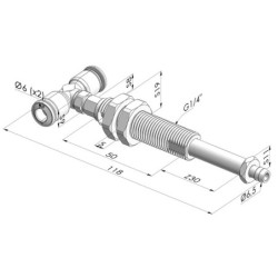 Spring Plunger Series ER M5 - Z 30 mm - Anti rotation with cannula - Vacuum T-fitting
