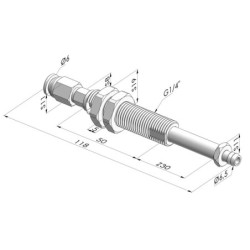 Spring Plunger Series ER M5 - Z 30 mm - Anti rotation with cannula - Straight vacuum fitting