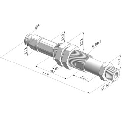 Spring plunger Series ER M14 - Z 20MM - Anti-rotation - Straight vacuum fitting