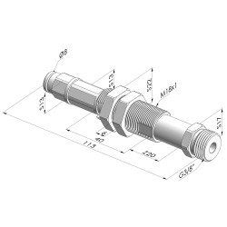 Spring plunger Series ER M38 - Z 20MM - Anti-rotation - Straight vacuum fitting