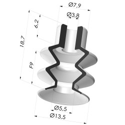 Ventosa 2.5 Fole Série 8 Ø 13,5 mm