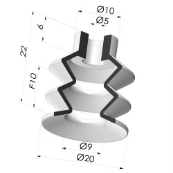 Ventosa 2.5 Fole Série 8 Ø20MM