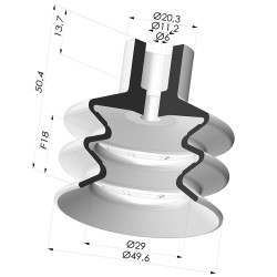 Ventouse 2.5 Soufflets Série 8B Ø 50MM