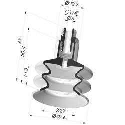 Ventouse 2.5 Soufflets Série 8B Ø 50MM