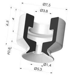 Ventosa plana da série PFG Ø 5,3 mm