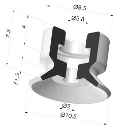 Ventosa plana da série PFG Ø 10,5 mm