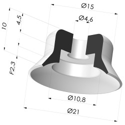 Ventosa plana da série PFG Ø 21 mm