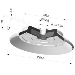 Ventosa plana da série PFG Ø 81,5 mm