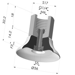 Ventouse plate série PFTF Ø 36 mm