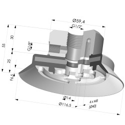 Ventouse plate série PFTF Ø 116.5 mm