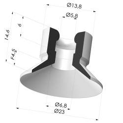Ventouse plate série VCP Ø 23 mm