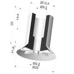 Ventouse plate série VCP Ø 25 mm