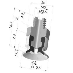 Ventosa plana da série PFTM Ø 10,5 mm