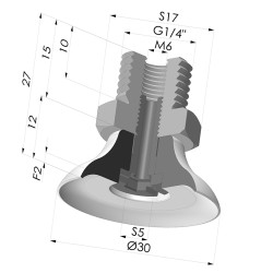 Ventosa plana da série PFTM Ø 30 mm