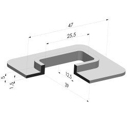 Rectangular Suction Pad Series 4F, 47x39 mm