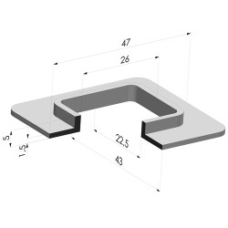 Rectangular Suction Pad Series 4F, 47x43 mm