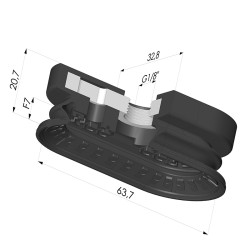 Ventouse Oblongue 1.5 Soufflets Série 4R 63.7x32.8 mm