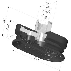 Ventouse Oblongue 1.5 Soufflets Série 4R 63.7x32.8 mm