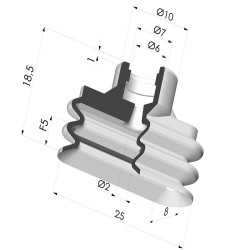 Ventouse Oblongue 2.5 Soufflets Série 4VS 25x8MM