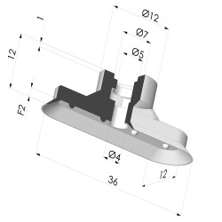 Ventosa Ovalada Serie 4V 36x12MM