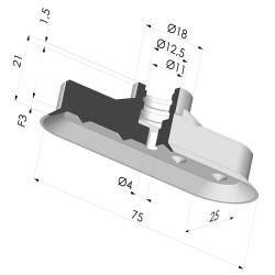 Ventosa Ovalada Serie 4V 75x25MM
