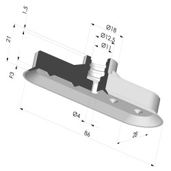 Ventosa Ovalada Serie 4V 85x28MM