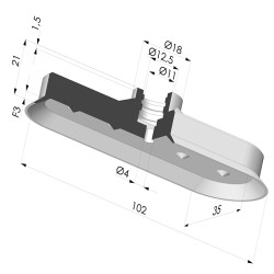 Ventosa Ovalada Serie 4V 100x35MM