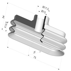 Préhension de fromage - Ventouse Oblongue 2.5 Soufflets Série 4VS 75x25MM - Fût Ø12mm