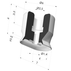 Oblong suction cup series PFG, 7x4 mm