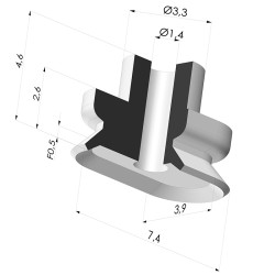 Oblong suction cup series PFG, 7.4x3.9 mm
