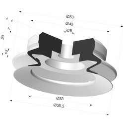 Ventouse 1.5 soufflets série PJG Ø 50.5 mm