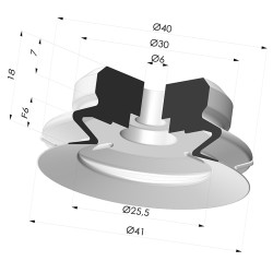 Ventouse 1.5 soufflets série PJG Ø 40.7 mm