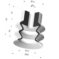 Ventouse 2.5 soufflets série AR VF Ø 20 mm