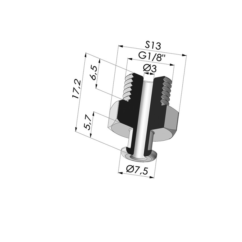 Novacom : Insert Démontable Mâle G1/8" - Canule Ø7.5mm